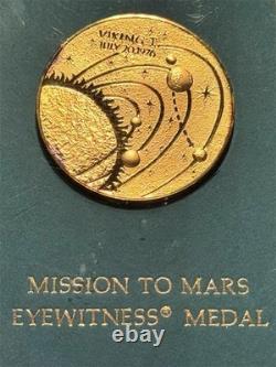 24KT/Sterling Rare 1976 Franklin Mint Viking I Mission to Mars Eyewitness Medal