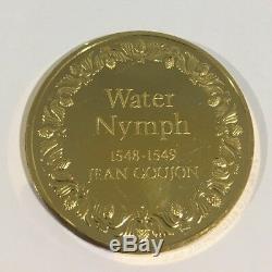 24k Gold On Sterling Silver Water Nymph 100 Greatest Masterpieces Medal Coin