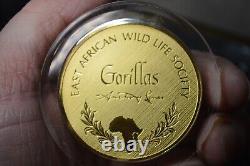24k Over Sterling Silver GORILLAS Round East African Wildlife Society 2.11 Tr Oz