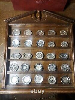 25 Antique English Sterling Silver Miniature Plate Collection Franklin Mint 1981