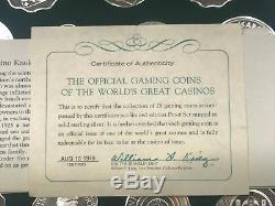 25 Sterling Silver World Casino Coin's by Franklin Mint with Box & COA Q3