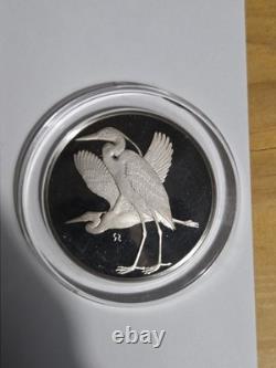 2oz Sterling Roberts Birds Franklin Mint Series Great Blue Heron 1975 #43