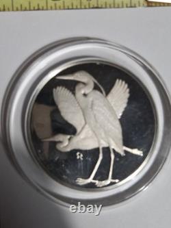 2oz Sterling Roberts Birds Franklin Mint Series Great Blue Heron 1975 #43