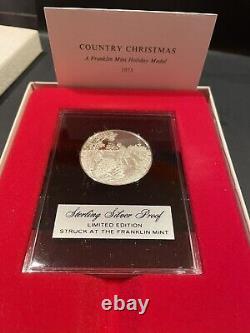3 Franklin Mint Sterling Silver Proof Medals 3.5oz 1971-73 Christmas