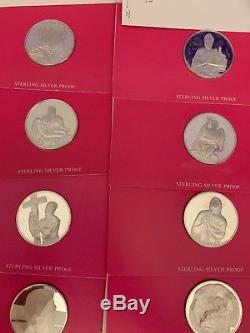 (34) The Genius Of Michelangelo Sterling SILVER Coin Token Set Franklin Mint