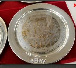 4 Franklin Mint Sterling Silver &24k American Bicentennial Collector Plates Case