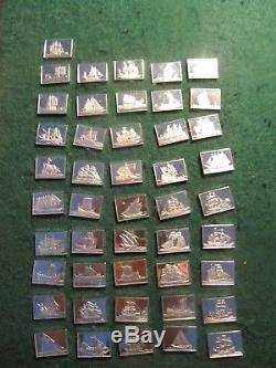 46 Franklin Mint Mini Sterling Silver Bars. 925 Great Sailing Ships 140 Grams