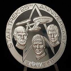 5.75 oz. 925 Sterling Silver Round Star Trek 25th Anniv 1966-1991 F2185