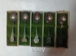 5 Different Franklin Mint Limited Edition Love Spoons 1976 Sterling Silver