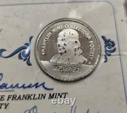 5 Franklin Mint Member Collectors Society Cards, Sterling Silver Coins 1976-1980