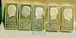 5 Presidential Sterling Silver Ingots 2500 Grain Set or 5 ounces each 25 Ounces