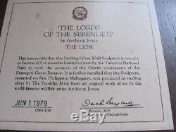 5 Sterling Silver Wall Sculptures The Lords of the Serengeti Franklin Mint COA
