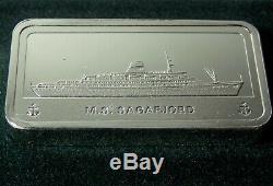 50 Franklin Mint 1000 Grains ea. Sterling Silver Ship Ingots in Wood Display Box