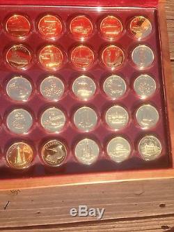 50 Franklin Mint 24 Karat Gold on Sterling Silver Proof Mayors Medals In Box