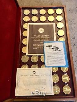 50 Franklin Mint 24kt Gold on Sterling Silver Proof Mayors Medals COA Case 1971