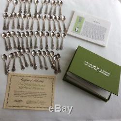 50 State Flower Sterling Silver Spoons Miniature Salt Franklin Mint Certificate