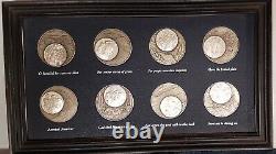 8 Sterling Silver Franklin Mint Medals America The Beautiful in Frame