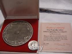 9.5 troy oz Franklin Mint 1975 Calendar Sterling Silver Medallion 296 grams COA