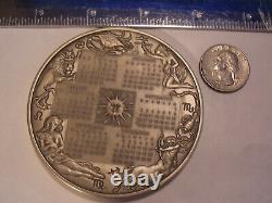 9.5 troy oz Franklin Mint 1975 Calendar Sterling Silver Medallion 296 grams COA