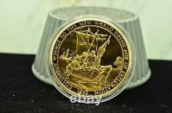 925 Silver Franklin Mint Art Round History Of Mankind Columbus Voyage New World