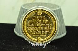 925 Silver Franklin Mint Art Round History Of Mankind Cortes Conquers Aztec