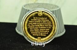 925 Silver Franklin Mint Art Round History Of Mankind Gutenberg's Movable Type