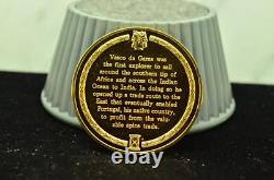 925 Silver Franklin Mint Art Round History Of Mankind Vasco Da Gama Sea Route