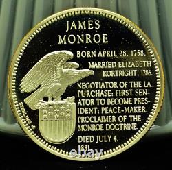 925 Silver Franklin Mint Art Round Presidential Treasure James Monroe