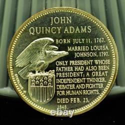 925 Silver Franklin Mint Art Round Presidential Treasure John Quincy Adams