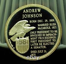925 Silver Franklin Mint Art Round Presidential Treasury Andrew Johnson