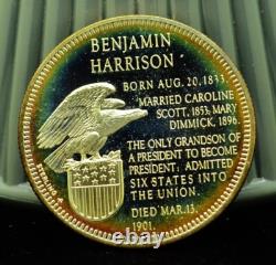 925 Silver Franklin Mint Art Round Presidential Treasury Benjamin Harrison