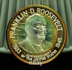 925 Silver Franklin Mint Art Round Presidential Treasury Franklin D Roosevelt