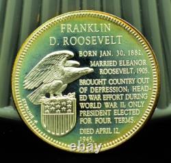 925 Silver Franklin Mint Art Round Presidential Treasury Franklin D Roosevelt