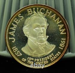 925 Silver Franklin Mint Art Round Presidential Treasury James Buchanan