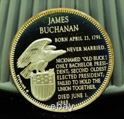 925 Silver Franklin Mint Art Round Presidential Treasury James Buchanan