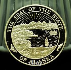 925 Silver Franklin Mint Art Round State of Alaska