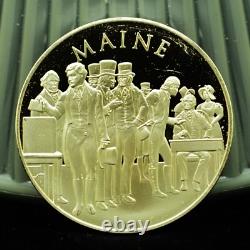 925 Silver Franklin Mint Art Round State of Maine