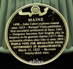 925 Silver Franklin Mint Art Round State of Maine