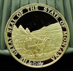 925 Silver Franklin Mint Art Round State of Montana