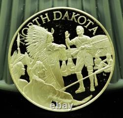 925 Silver Franklin Mint Art Round State of North Dakota