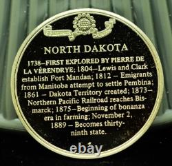 925 Silver Franklin Mint Art Round State of North Dakota