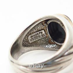925 Sterling Silver / 14K Vintage Franklin Mint Black Onyx Men's Ring Size 11
