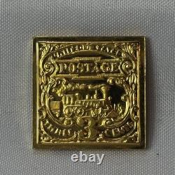 925 Sterling Silver Gold Plate Franklin Mint Stamps Boats And Train 44.11G