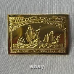 925 Sterling Silver Gold Plate Franklin Mint Stamps Christopher Columbus 39.35G