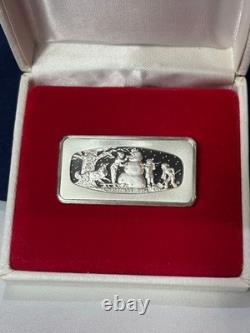 925 Sterling Silver Ingot 1974 Franklin Mint The Snowman 1000 Grains