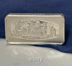 925 Sterling Silver Ingot 1974 Franklin Mint The Snowman 1000 Grains