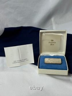 925 Sterling Silver Ingot Proof 1971 Franklin Mint SLEIGH SCENE 1000 Grains