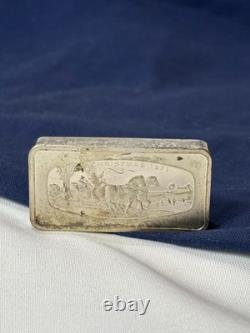 925 Sterling Silver Ingot Proof 1971 Franklin Mint SLEIGH SCENE 1000 Grains