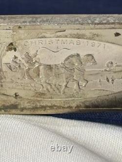 925 Sterling Silver Ingot Proof 1971 Franklin Mint SLEIGH SCENE 1000 Grains