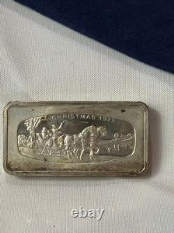 925 Sterling Silver Ingot Proof 1971 Franklin Mint SLEIGH SCENE 1000 Grains 925 Sterling Silver Ingot Proof 1971 Franklin Mint SLEIGH SCENE 1000 Grains